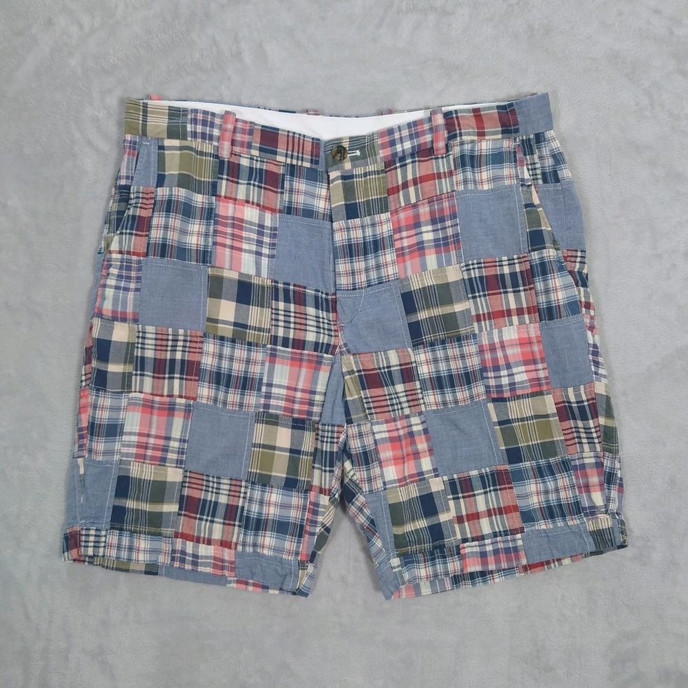 Brooks Brothers Bermuda Shorts Mens 37 Madras Plaid Patchwork Cotton Preppy